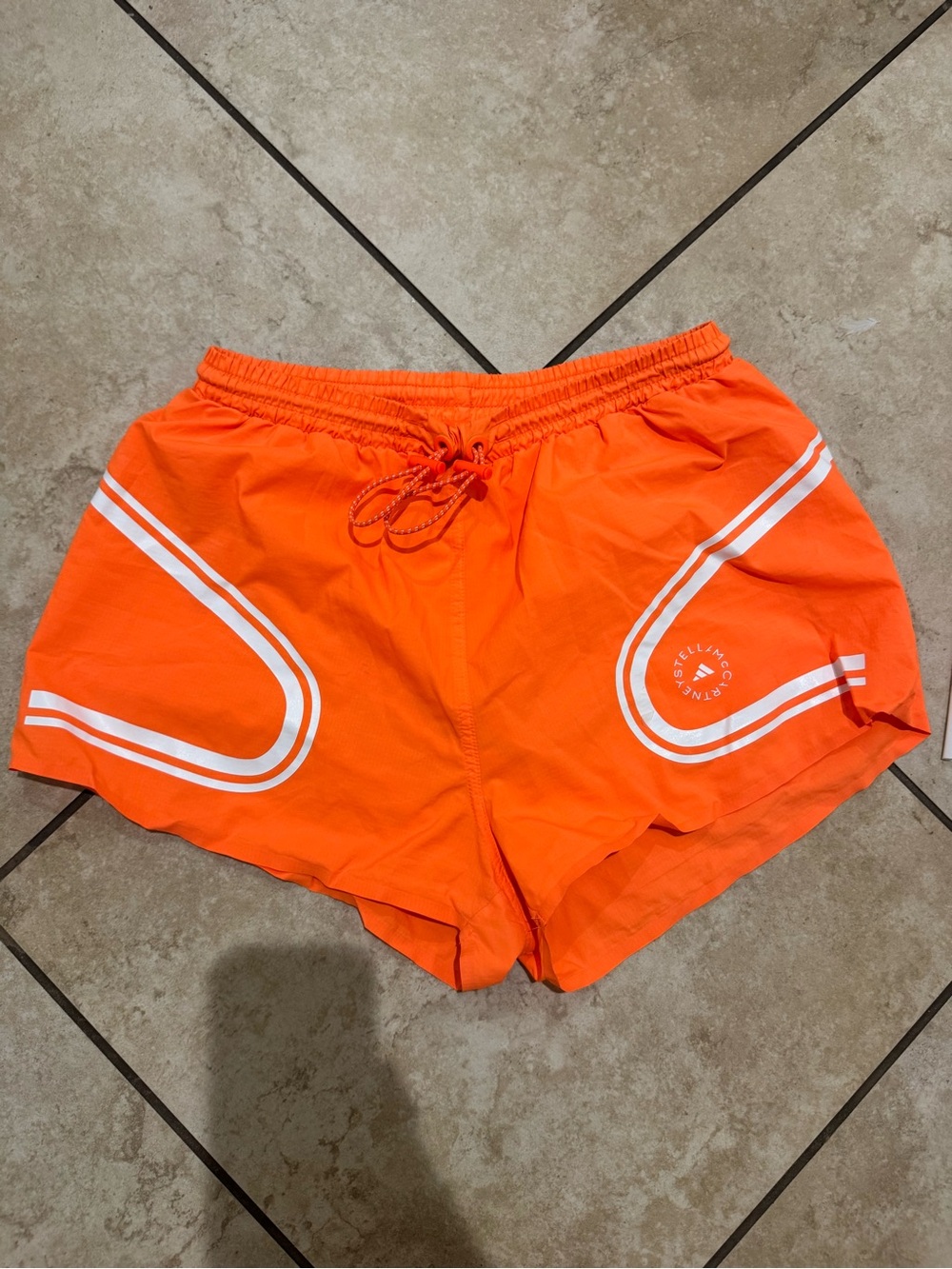 adidas Orange Athletic Shorts with White Trim